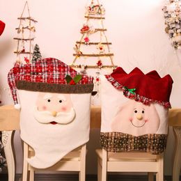 Chair Covers Christmas Cover Santa Claus Husband Wife Chairs Cap Dinner Table Red Hat Xmas Party Home Decoration