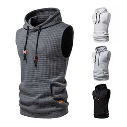 Men's Tank Tops 2018 Mens Sleeveless Hoodies Fashion Casual Zipper Hooded Sweatshirt Men bodybuilding tank top sporting Shirt waistcoat v gym Z0320