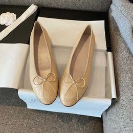 Designer Chanels Flache Schuhe Damen Ballettschuhe Klassische Schleife Ballettkleid Schuhe Tanzschuh Mode Damen Gesteppt Italien Made Loafer Bootsschuhe Damen