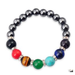 car dvr Beaded Strands Joya Gift Magnetic Hematite 8Mm Round Beads Stone Bracelets 7 Chakra Gemstone Crystal Healing Reiki Women Jewelry Ba Dhb3I