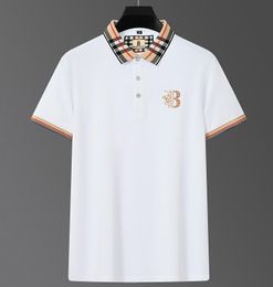 2023 plaid collar designer clothes embroidery Men's Polos summer fashion slim white short sleeve men polo shirt tee mens clothes