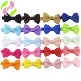 Solid Colour Mini Ribbon Grosgrain Bowknot 4.5x2.5cm Kids Hair Clips Handmade Bows Baby Girls Barrettes Hairpins Photo Props Gifts 1744