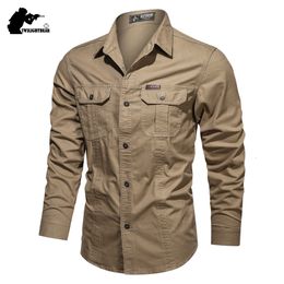 Men's Casual Shirts 5XL 6XL Male Overshirt Military Cotton Men Brand Clothing Leisure Blouse AF1388 230227