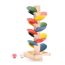 Intelligence Toys Wooden Tree Marble Ball Run Track Game Baby Montessori Blocks Kids Children Educational Model Building Toy Drop De Dhkxm