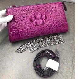 Evening Bags Authentic Real Crocodile Skin Women's Flap Purse Genuine Alligator Leather Lady Small Chain Bag Female Single Cross