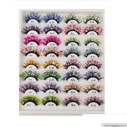 False Eyelashes Luminous Coloured Fluffy Lash Dramatic Messy Long Makeup Sequins 25Mm 3D Mink Lashes Drop Delivery Health Beauty Eyes Dhipw