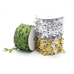 Decorative Flowers 10 Meters Gold And Silver Leaf Green Flower Cane Rayon Hand Scrapbook Craft Garland Wedding Party Decoration