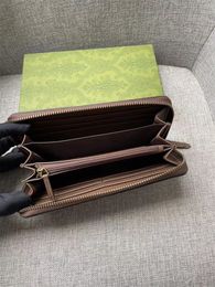 Fashion Brown Luxury Ladies Long Wallet PU Leather Single Zipper Wallets Designer Classic Purse Card Holder