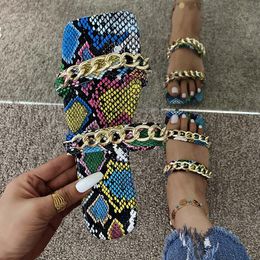 677 Sandals Summer Snake Artificial Shoes 2024 Pattern Leather Women Flat Sexy Ladies Roman Beach Big Size Flip Flops 625