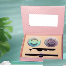 Makeup Sets Gift Box 2 Pairs False Eyelashes Magic Self Adhesive Eyeliner Pen Tweezer 3 In 1 Set Waterproof Long Lasting Eyelash Ext Dhab9