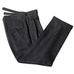 Men's Suits & Blazers Autumn Winter Men High Quality Straight Fit Mens Business Pants Casual Woollen Trousers Male Wool F214Men's