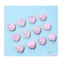 car dvr Stone Natural 15Mm Heart Shape Ornaments Rose Quartz Healing Crystals Energy Reiki Gem Craft Hand Pieces Living Room Decoration Drop Dhahs