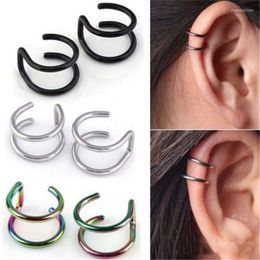 Backs Earrings Sell Simplicity Stainless Steel Double Clip For Women Non Piercing Fake No Ear Jewelry Gifts