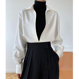 Women's Blouses Shirts XEJ Fashion French V-neck Autumn Clothes for Vintage Tunic Corduroy Outerwear No Buttons 230227