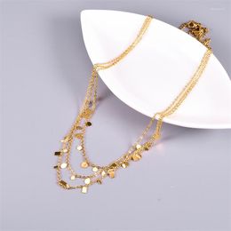 Chains Vintage Round Suqare Drop Tassel Clavicle Chain Choker Necklace Jewellery For Women Stainless Steel Trendy Chunky