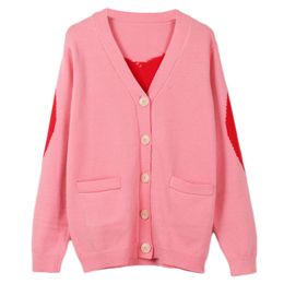 206 2023 Spring Summer Women Sweater Long Sleeve V Neck Cardigan Pink Brand Same Style Striped Pullover Womens mingme