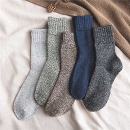 Men's Socks 5 Pairs Winter Warm and Thickened Rabbit Wool Socks Men with Solid Colour and Thread Happy Socks Male Gifts for Man 397 Z0227