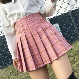 Skirts Short For Women High Waist A-line Japanese JK Plaid Pleated Mini Girls Kawaii Faldas Women's Skirt