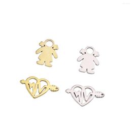 Charms 10pcs 15 10mm Wholesell Stainless Steel Girl Pendant DIY Necklace Earrings Bracelets Unfading Colorless 2 Colors