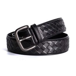 Belts Woven Belt Casual Men's HighQuality Texture Leather Pin Buckle Trend Students Young People Travel To Work Trousers Jeans Belt Z0223