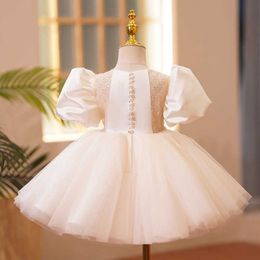 Girl's Dresses Toddler Girl Tutu Bow Dress Princess Wedding Dress For Baby 1st Year Birthday Dress Infant Party Pageant Christeng Baptism Gown