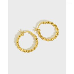 Hoop Earrings 18k Gold 20mm Authentic 925 Sterling Silver Mobius Double Rows Twist Big Circle Huggie Buckle Jewellery C-EB054