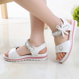 Sandals 2021 Princesses Sandal Summer For Girls Beach White Pink Shoes Kids Children Rhinestone Sandals 3 4 5 6 7 8 9 10 11 12 Year Old Z0225