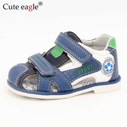 Sandals Cute Eagle Children Sandals Summer Pu Leather Orthopaedic Sandals Toddler Shoes Boys Closed Toe Beach shoes Baby Flat Shoes Z0225