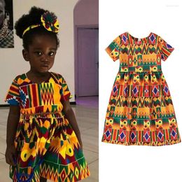 Girl Dresses Toddler Kids Baby Dashiki African Print Short Sleeve Princess Dress Clothes Girls