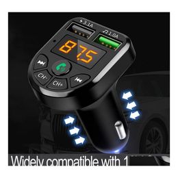 car dvr Bluetooth Car Kit Fm Transmitter Mp3 O Player Hands 5V 3.1A Dual Usb Charger 1224V Tf U Disk Music Drop Delivery Mobiles Motorcycles Dhlqy