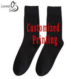 Men's Socks Fashion Long Autumn Male Cotton Socks Custom Printing Socks Breatheable Dress Casual Crew Cotton Socks Long Socks For Male Z0227