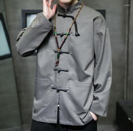 Men's Jackets 2023 Spring And Summer Chinese Style Men's Retro Dish Buckle Tang Suit Hanfu Jacket Graffiti Coat