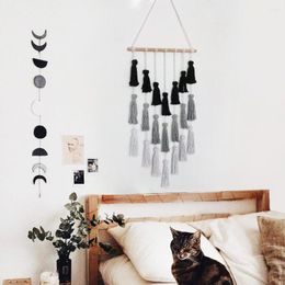 Tapestries Macrame Tapestry Tassel Simple Black White Grey Nordic Art Wall Hanging For Living Room Decor