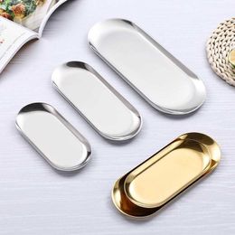 Decorative Plates Stainless steel towel tray gold color small tray oval metal tray napkin tray storage tray Z0227