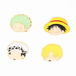 Brooches Creative Day Anime Surrounding Film And Television Cartoon Man Commemorative Straw Hat Metal Badge Hair Off Light Buckle