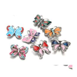 car dvr Clasps Hooks Rhinestone Gadget Butterfly 18Mm Snap Button Clasp Charms For Snaps Diy Jewelry Findings Suppliers Gift Drop Delivery Dhjqg