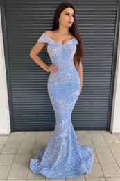 Sparkle Squiensed Sequined Mermaid Вечерние выпускные платья 2023 Новые сексуальные откидывания женские женские платья для знаменитостей.