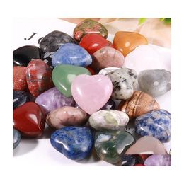 car dvr Stone Natural Pink Crystal 20X9Mm Heart Ornaments Quartz Healing Crystals Energy Reiki Gem Craft Hand Pieces Living Room Decoration Dhdxl