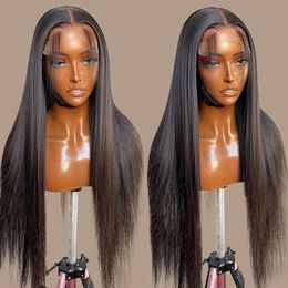 360 13x6 Frontal Human Hair Wigs Brazilian Bone Straight 30 40 inch 4x4 Transparent Lace Closure Wig For Women 230225