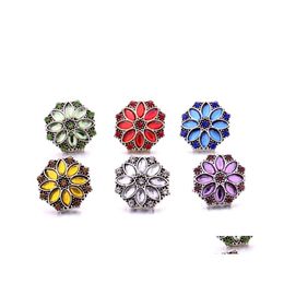 car dvr Clasps Hooks Rhinestone Chunk 18Mm Snap Button Zircon Flower Charms Bk For Snaps Diy Jewellery Findings Suppliers Gift Drop Delivery Dh1Wx