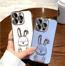 Cases and Rabbit bracket For iPhone 14 Pro 7 8 14 Plus 11 12 13 14 Pro Max X Xr Xs Cute Case 3D Bunny Rabbit Stand Bracket Holder Phone cover