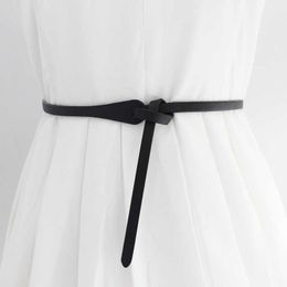 Belts New Candy Colour Shiny PU Leather Waist Belt For Women Narrow Thin Belts Waistband Knot Straps For Dress Party Belt Skirt Belt Z0223