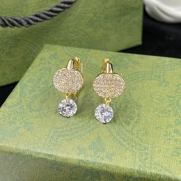 Diamond designer charm earrings for Woman Gift S925 Silver Needle earrings Brass Fashion Jewelry Supply