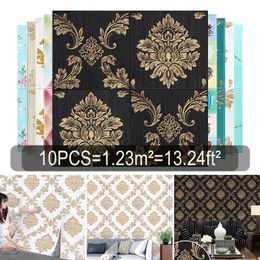 Wall Stickers 10Pcs 35*35cm 3D Self-Adhesive Panel Waterproof Foam Tile Living Room TV Background Protection Baby paper 230227