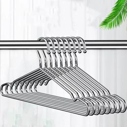 Hangers Racks 10-20pcs Stainless Steel Anti Slip Coat Hanger For Adult Clothes Organizer Wardrobe Organizer Balcony Metal Drying Rack 230227