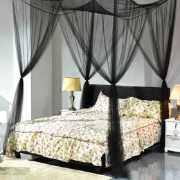 Mosquito Net 4 Corner Post Bed Canopy ting Black Full Queen King Size 230227