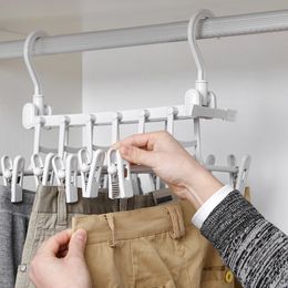 Hangers Racks Multifunctional Foldable Pants Hanger Closet Organizer Clothes Rack Balcony Rotatable Trouser Hanger Drying Pants Underwear 230227