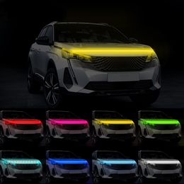 12V Led Car Hood Light Strips APP Through-type Car Daytime Running Lights Auto Modified Front Headlight Colourful Decorative Lamp