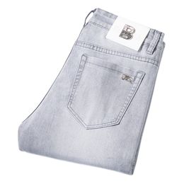 Men's Jeans Spring Summer Thin Slim Fit European American High-end Brand Small Straight Double F Pants Q9543-1