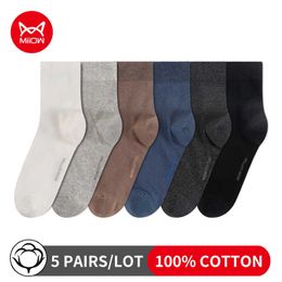 Men's Socks MiiOW 5 Pairs Men's Socks Cotton New Style Black Business Man Socks Soft Breathable Summer Winter Crew Socks For Male Gift Z0227